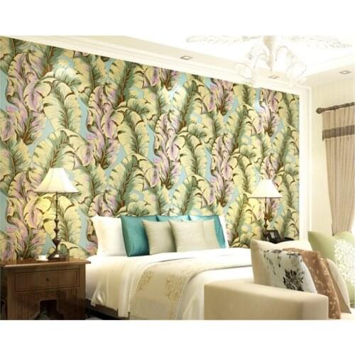 Beibehang Three-dimensional 3D fashion custom leaf non-woven wallpaper sofa television background papel de parede 3d wallpaper