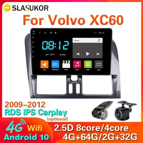 4G LTE 64G Rom DSP Android 10 For Volvo XC60 2009 2010 2011 2012 Multimedia Stereo Car DVD Player Navigation GPS Radio Wifi BT