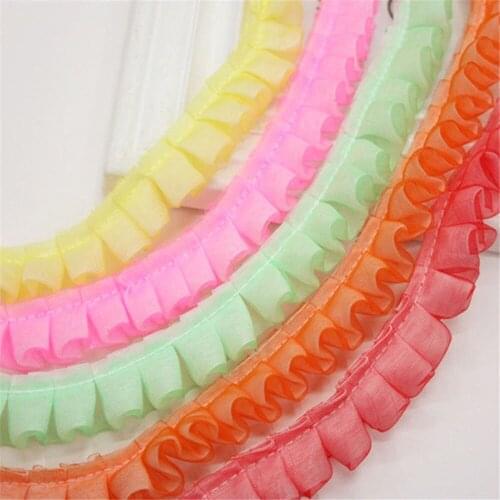 5YD 2cm Matt Yarn Lace Yarn Wrapped White Cloth Double Layer Wrinkle Wrapping Cloth Accessories Toy Accessories Lace