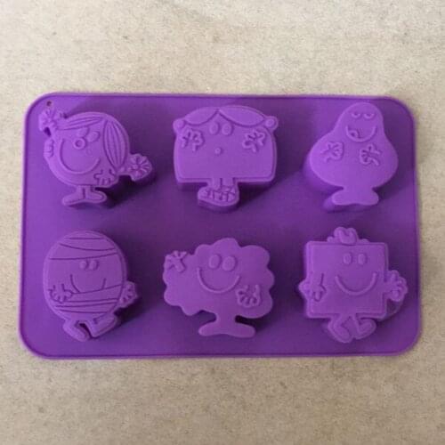 6 cavity 24.516.3*2.8CM cartoon portrait silicone mould handmade soap mold resin clay craft mold DIY tools bakeware