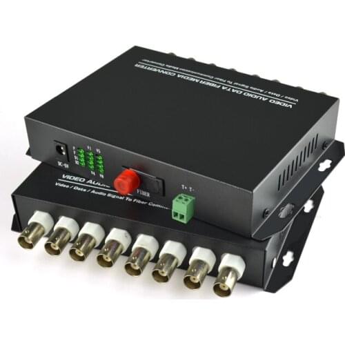 8 Channel Digital Video Optical Fiber Media Converters Transmitter/Receiver with RS485 data For Security system CCTV Cameras