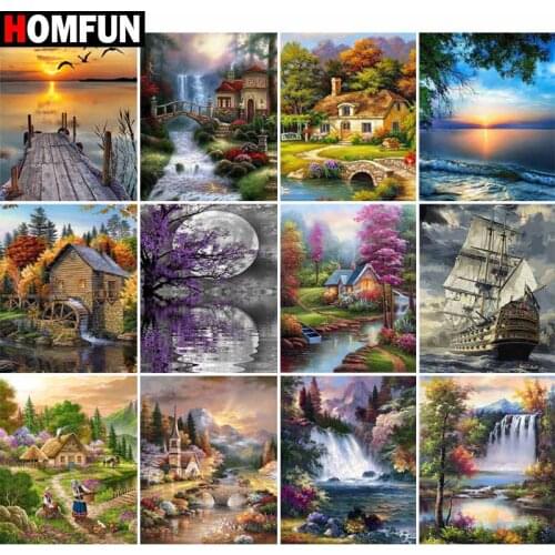 HOMFUN Full Square/Round Drill 5D DIY Diamond Painting "Landscape theme" Embroidery Cross Stitch 5D Home Decor Gift