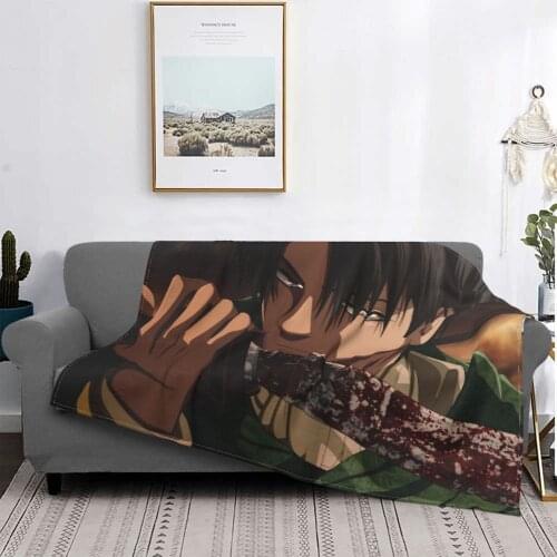 Attack On Titan Blanket Velvet Warm Anime AOT Portable Throw Blanket for Bedding Travel Bedspread