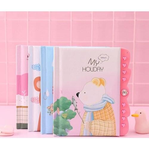 Cartoon Waterproof Password Notebook Kawaii Cute Cat Travel Diary Journal Pink Paper Note Book Boy Gril School Office Stationery
