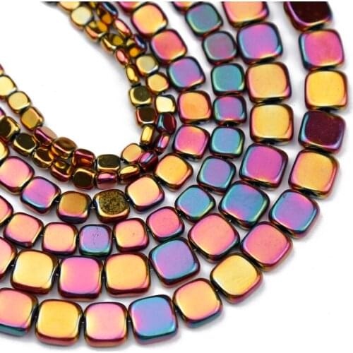 YHBZRET Rose Red Square Hematite Natural Stone Beads 3/4/6/8/10MM Spacer Loose Beads For Jewelry Making Diy Bracelet Accessories