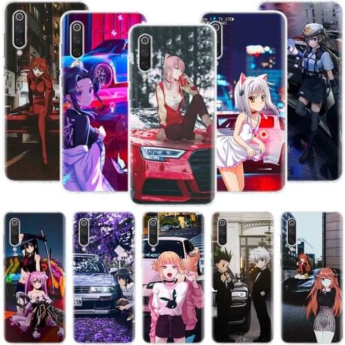 Sports Car Cute Anime Girl Phone Case For Xiaomi Redmi Note 10 9 8 Pro 9S 8 8T 7 6 5 6A 7A 8A 9A 9C 4X S2 K20 K30 Art Cover Coqu