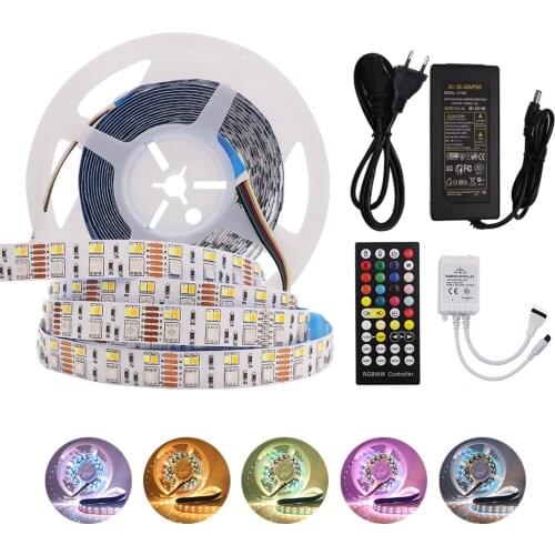 DC12V RGBCCT LED Tape 5050 2835 SMD Flexible LED Strip Light with 40Key IR Controller 180Leds/m LED Ribbon Rope EU US UK AU Set