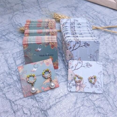 100pcs Flower Pattern Studs Earring Holder Display Paper Package Hang Cards Jewelry Display Stand Plastic Bags Wholesale