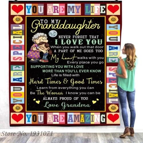 To My Granddaughter 3D Printed Fleece Blanket for Beds Thick Quilt Fashion Bedspread Sherpa Throw Blanket Adults Kids Gift 12