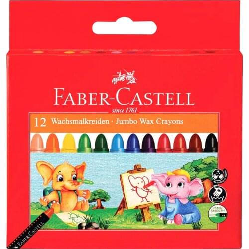 Faber-Castell Wax crayon round, 9 cm, cardboard wallet of 12