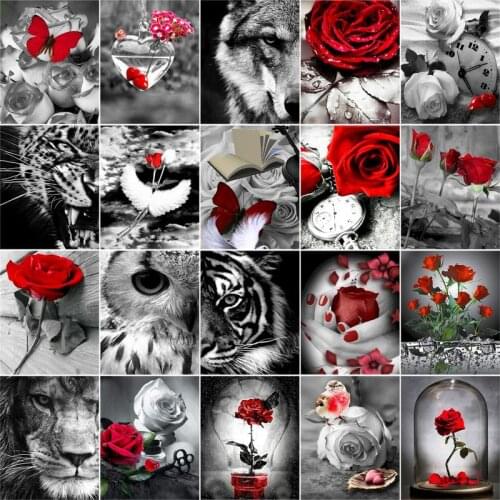 GATYZTORY 60×75 Frame DIY Painting By Numbers Rose And Animals Paint By Numbers Figure Drawing On Canvas Home Decoration