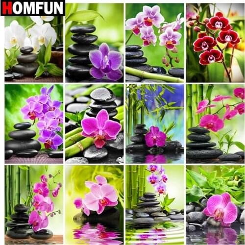 HOMFUN Rhinestone Painting Crystal Decor Diy Diamond Painting "Flower stone landscap" 3D Cross Stitch Pattern Diamond Embroidery