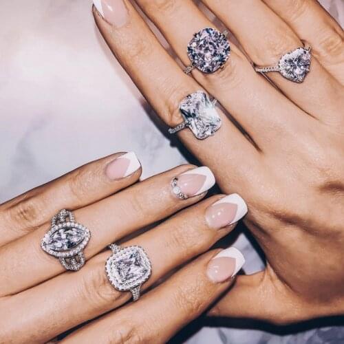 Statement Lab Diamond Ring Real 925 sterling silver Jewelry Engagement Wedding band Rings for Women Bridal Party accessory Gift