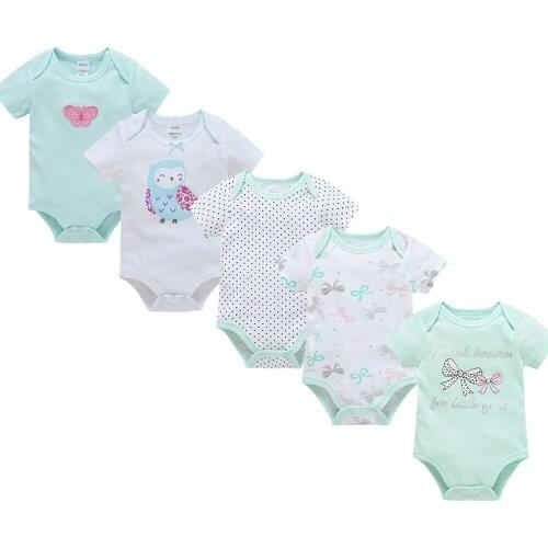 Summer 5 3 PCS/SET 100%Cotton Short Sleeve Newborn Bodysuit Cute Animal Print Infant Overalls Toddlers Jumpsuit