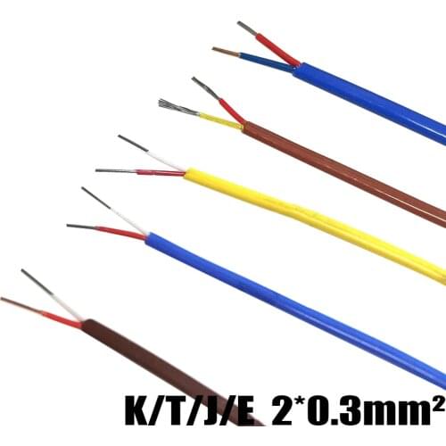 Compensation wire 10M K T J Type Thermocouple Compensating lead Wire 2*0.3 Telflon Temperature Measuring line 2pin Cable