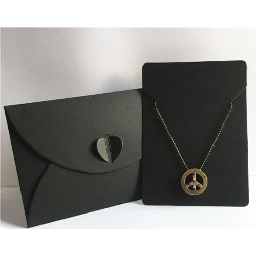 Heart Shaped Button Flower Bud Packaging Necklace Card Set Precious Gift Jewelry Gift Exquisite Packaging 24 Sets/Lot 10*15cm