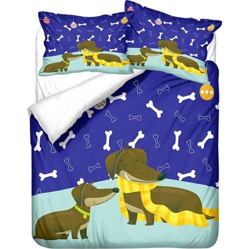 3D Cute Dog Bedding Set Dog Who Loves Bones Bed Linen Duvet Cover Pillowcases Comforter Bedding Sets King Bedding Sets