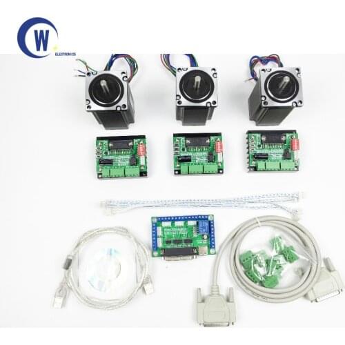 CNC system control system kit, 1pcs5 axis breakout board + 3pcs TB6560 driver + 3pcs Nema23 2.2NM stepper motor