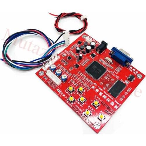 Red Color CGA To VGA Video Converter CGA EGA YUV Red PCB VGA output accessories cabinet part for arcade game machine