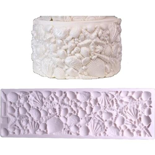 Ocean series sugar silicone mold DIY shell starfish cake chocolate baking lace decorative mold