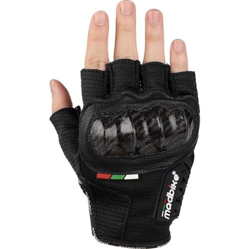 Motorcycle Gloves Half Finger Racing Motorbike Gloves Carbon Fiber Motocross Equipment Summer Gloves Man Black Guantes MAD06H