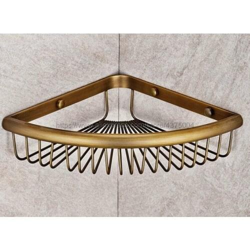 Wall Mounted Antique Brass Bathroom Accessories / Soap / Sponge & Body Wash Shower Storage Basket Nba510