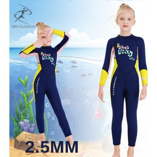 2.5mm Neoprene Wetsuits Kids Swimwears Diving Suits Long Sleeves Thick Warm Sunscreen Rash Guards