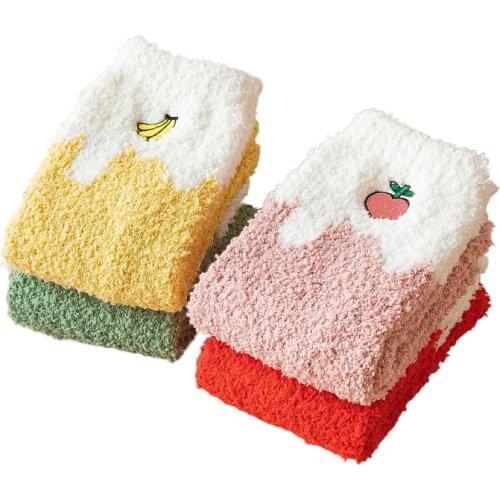 Funny Cotton Thickening Strawberry Socks Women Fluffy Ladies Winter Cashmere Short Black Sock Breathable Warm Casual Female Sox