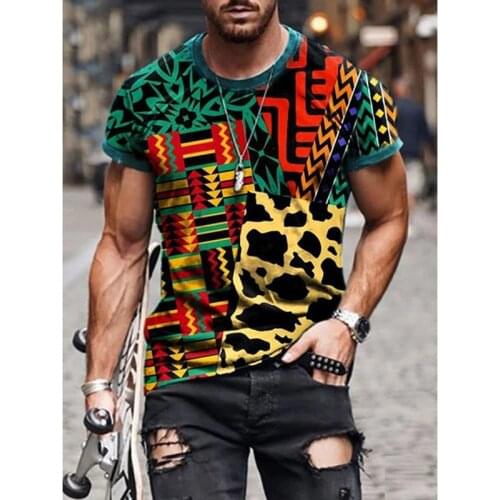 Summer New Mens Printing T-Shirt Fashion Casual Short-Sleeved Round Neck Top T-Shirts Retro Male Clothing Tops New Style