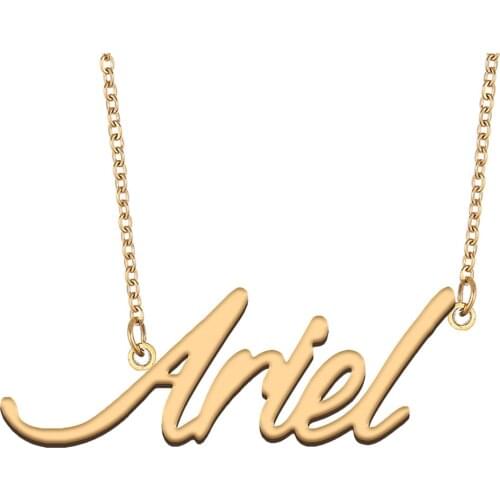Ariel Name Necklace for Women Stainless Steel Jewelry 18k Gold Plated Nameplate Pendant Femme Mother Girlfriend Gift