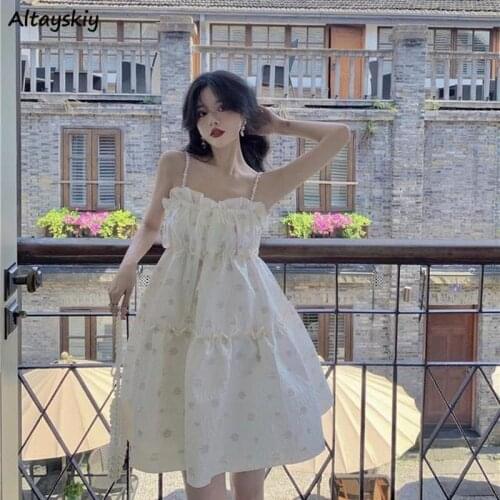 Dress Women Chic French Style Sleeveless Summer Vacation Ladies Outerwear Ins Popular Backless Party College Girls Sundress 2021