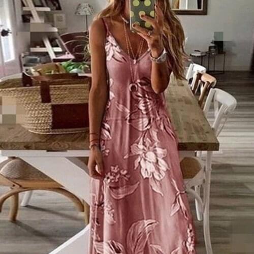 Summer Elegant Sexy Beach Long Dress Women Print Flowers Polka-Dot Strap Ladies Halter Boho Dress Women Vestidos Fashion
