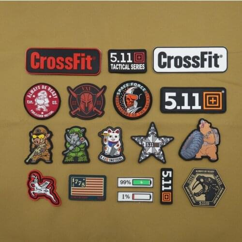 Hook Face PVC Embroidered Patches Military Tactics 511 CrossFit Personalized Battery Fitness Bear Boar Sniper Badge Applique