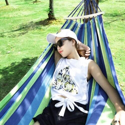 1-2 Person Portable Double Hammock Outdoor Camping Travel Anti-rollover High Strength Parachute Fabric Swing Hanging Bed Hammock