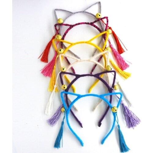 36pcs Party Women Girl Cat Anime Fox Ear Bell Head Hoop Hairband Tassels Headdress Headband Headwear Christmas Halloween