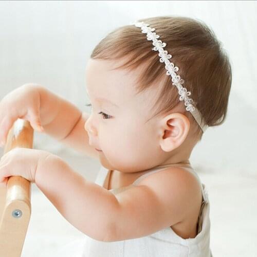2021 Baby Girls Princess Lace Flowers Diamond Pearl Headbands Elastic Kids Children Solid Ribbon Hair Hairbands bandeau fille
