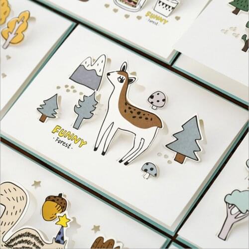 Forest Animals Series Greeting Card Wife Husband Birthday Greeting Card Thank You Message cards Festival Blessing Kids gift