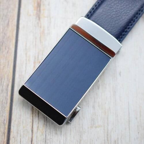 WESTERN AUSPICIOUS Mens Fashion Luxury Belts for Men Genuine Leather Designer Belt Men Automatic Leather Strap Blue Black