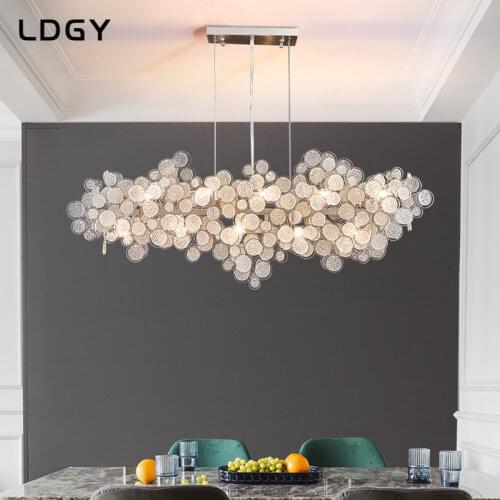 Postmodern light luxury creative dining room glass chandelier personality simple designer living room study Lamps