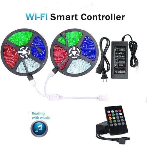 LED Strip Light RGB 5050 3528 SMD Lights Music Sync Color Changing Sensitive Color Changing Rope Lights for Rooms, Party 1/5/20m