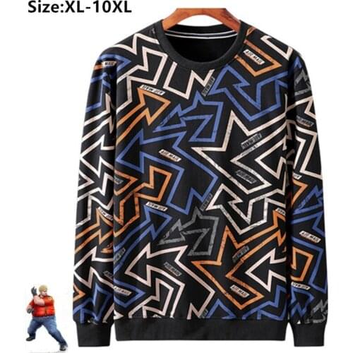 Thick Pullover Men Clothing Black Patttern Loose Sweatshirt Oversized 8XL 9XL 10XL Cotton Male Long Sleeve Spring Tops Sweater