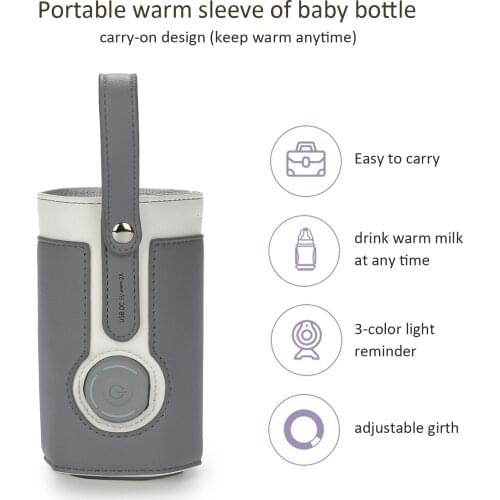 USB Baby Bottle Warmer PU Travel Mug Milk Warmer Heater Feeding Bottle Set Portable Thermal Insulated Storage Bag Dropshipping