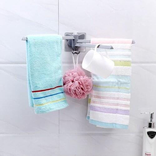 Towel Rack Bow-knot Shower Holder Bathroom Accessories Wall Free Punching Organizer Hook Hanger Sticky Rotating Storage Shelf
