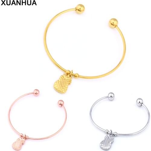 XUANHUA Pineapple Bracelets Bangles Cuff Bracelet For Women Stainless Steel Bracelet Bead Fashion Bangle Women Accessories