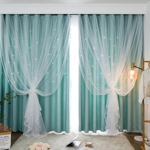 YanYangTian Tulle Gauze curtain with star Pelmet Hook Double curtains in the bedroom blackout living room kitchen luxury