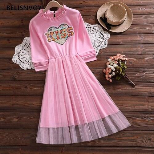 Japanese Kawaii Embroidery Sequins Dresses Women Long Sleeve Ruffled Cute Mesh Patchwork Preppy Style Dress Vestidos