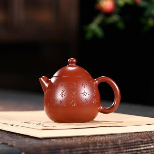 Yixing recommended king undressed ore dahongpao pot of pure manual famous household kung fu carved the teapot tea set