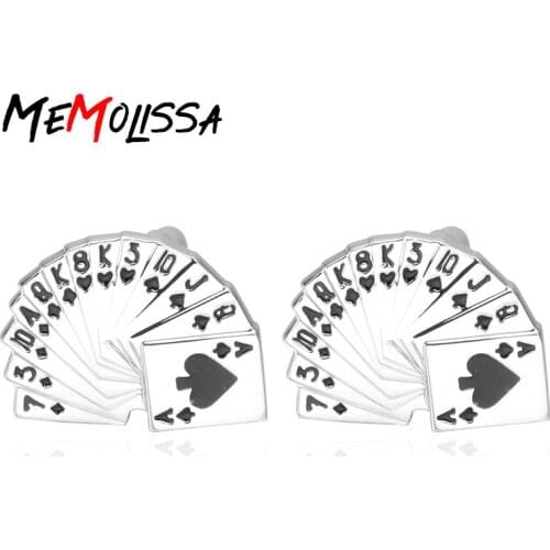 MeMolissa Free Shipping Playing Card Cufflinks Wholesale&retail Novelty Casino Poker Design Quality Brass Material Best Gift