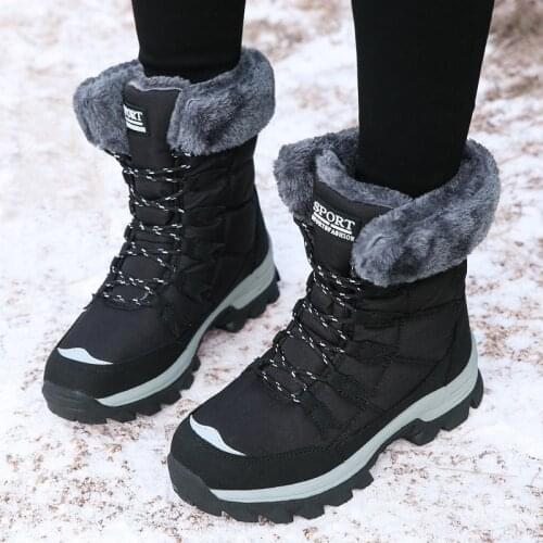 Snow boots 2020 winter new high-top plus velvet thick non-slip cotton boots cold-resistant large size high boots womens shoes