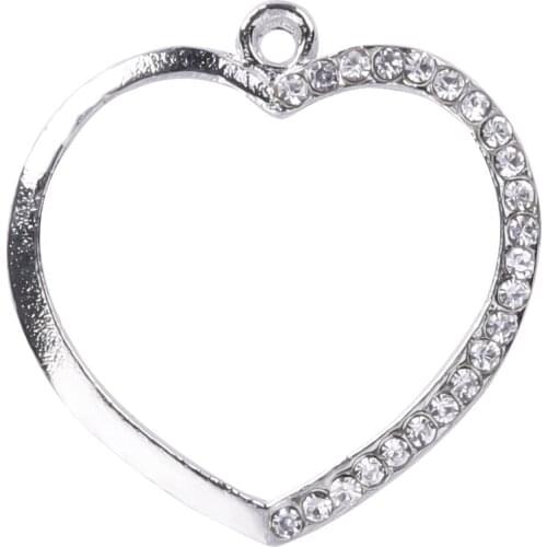 10pcs/lot Heart Rhinestone Dangle Handmade Charms Pendant DIY for Bracelet Necklace Bag